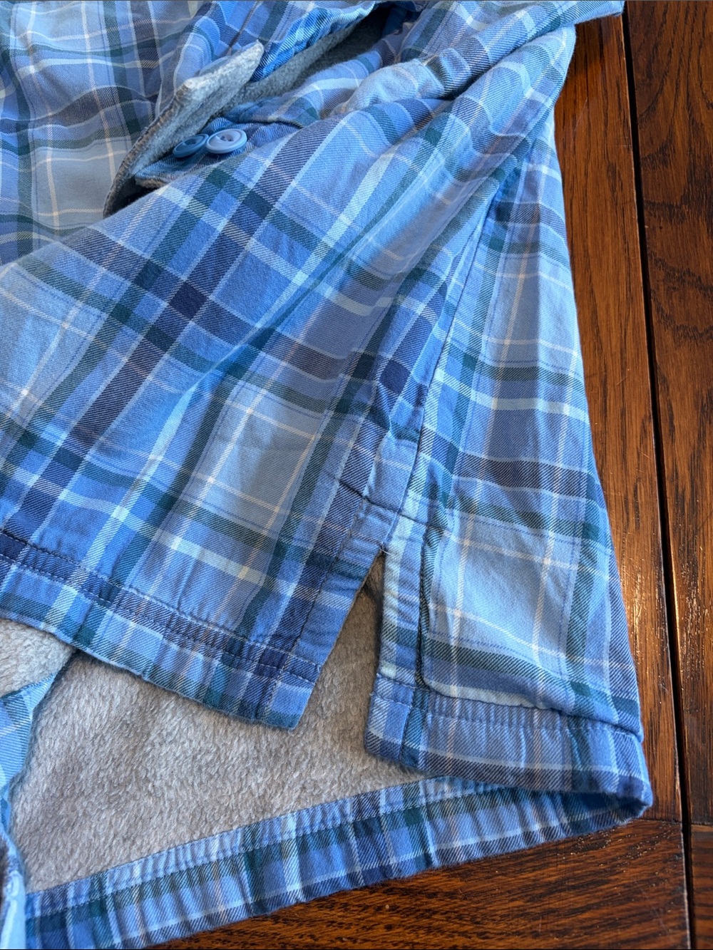 L.L. Bean Cotton fleece lined Blue Plaid Button Down Shirt Jacket Shacket 2X - Picture 8 of 8